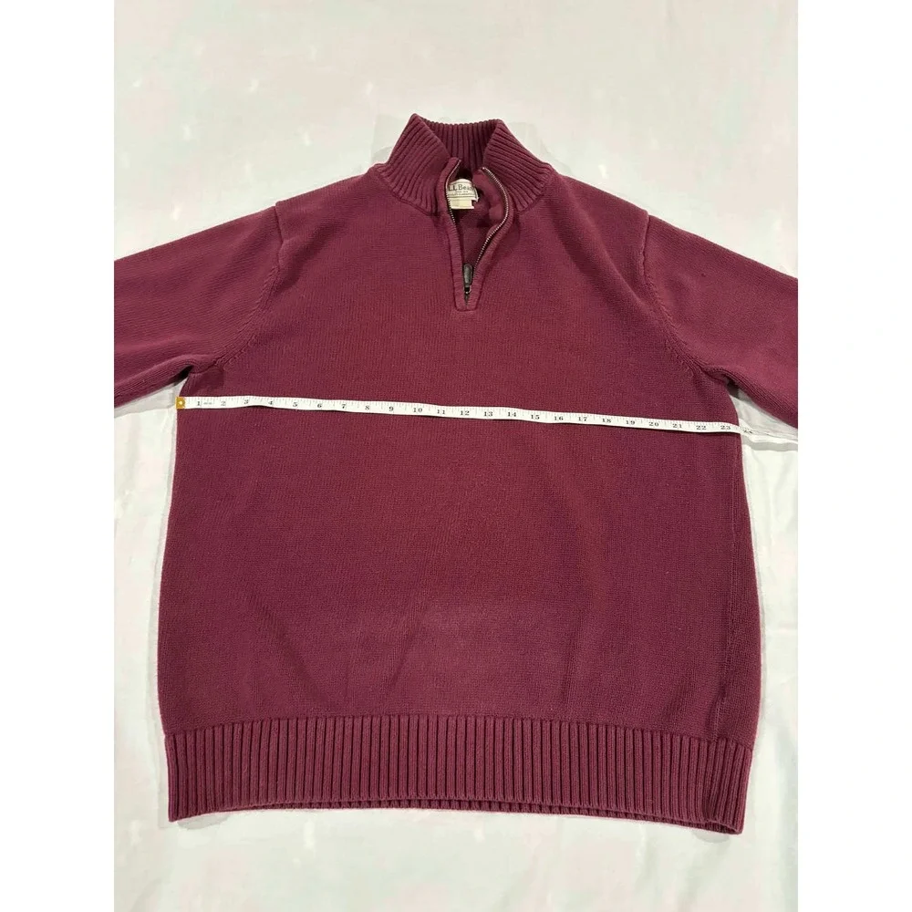 LL Bean Mens Burgundy 100% Cotton‎ 1/4 Zip Sweater XL REG